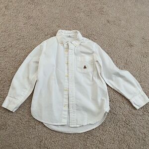 White Button-Up Shirt with Embroidered Logo Gap